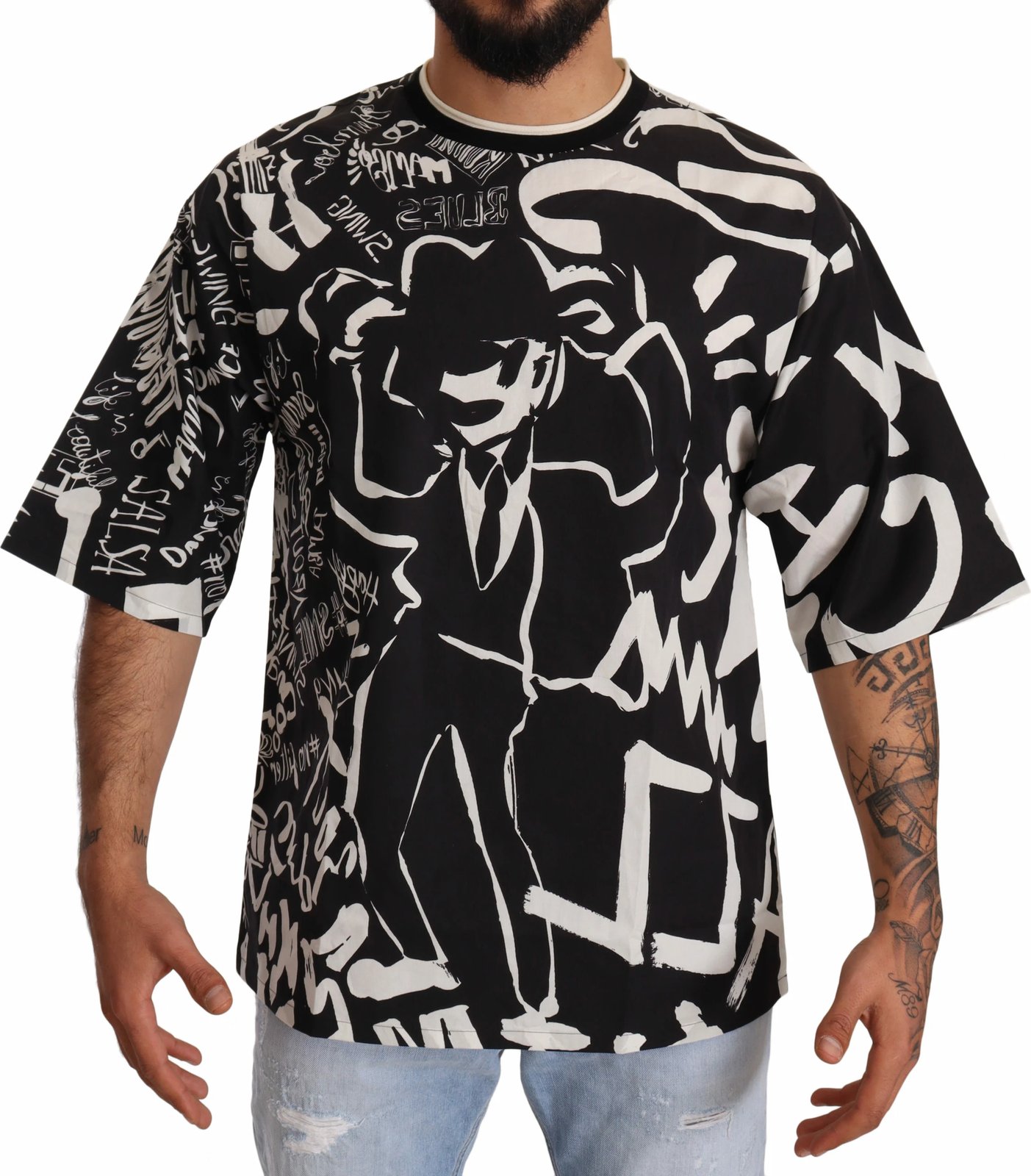 Maicë për meshkuj Dolce & Gabbana, e bardhë/zezë