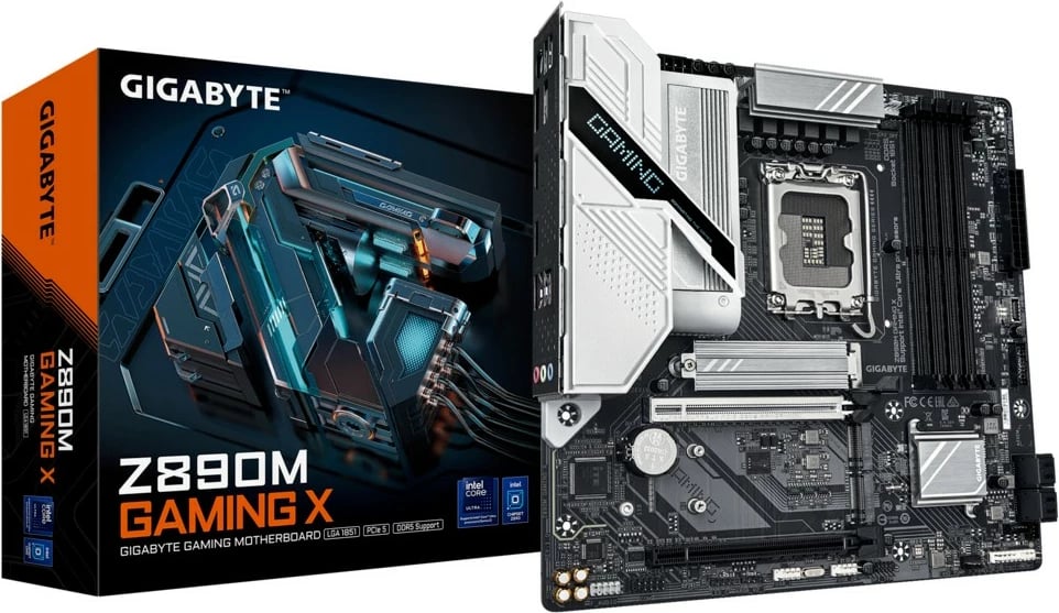 Pllakë amë Gigabyte Z890M GAMING X, Socket LGA1851, DDR5, PCIe 5.0, M.2, 2.5GbE LAN, Zezë/Argjendtë