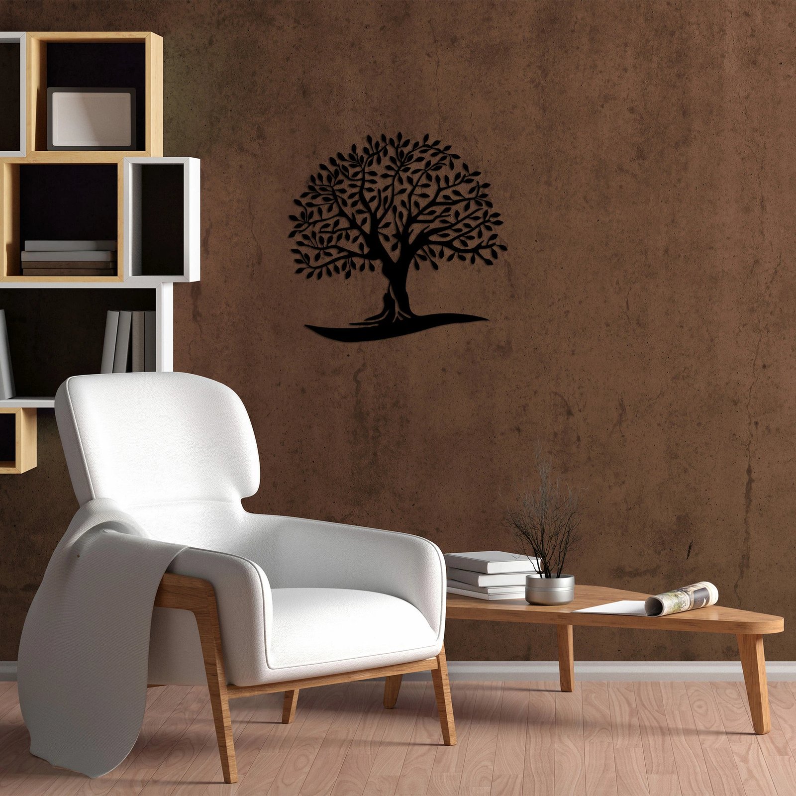 Aksesor dekorativ metalik për mur, Monumental Tree 21, ngjyrë e zezë