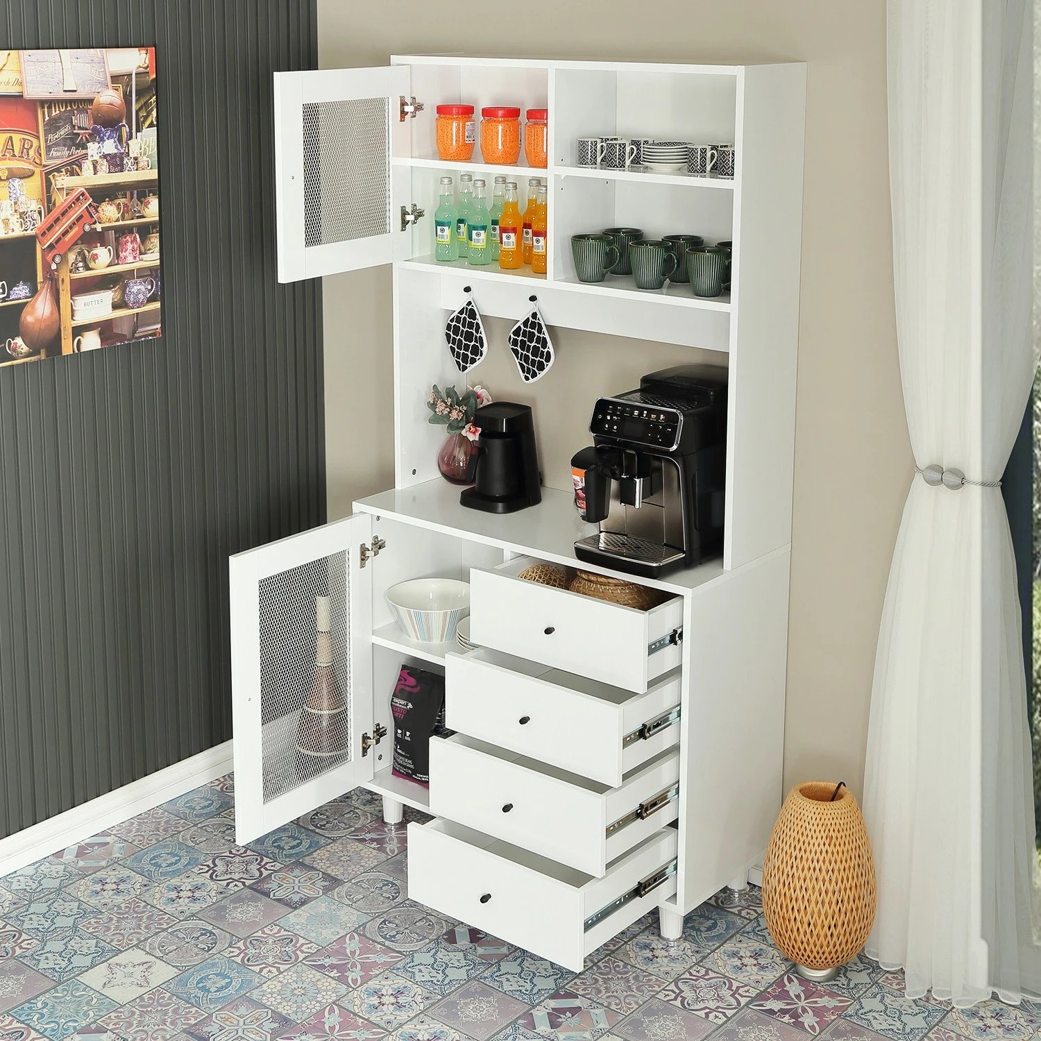 Dollap multifunksional Hanah Home, Grano 96, i bardhë