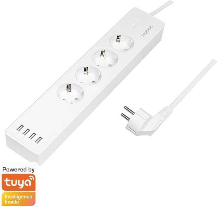 Listë e mençur Logilink 4 gniazda, 1.8m, e bardhë