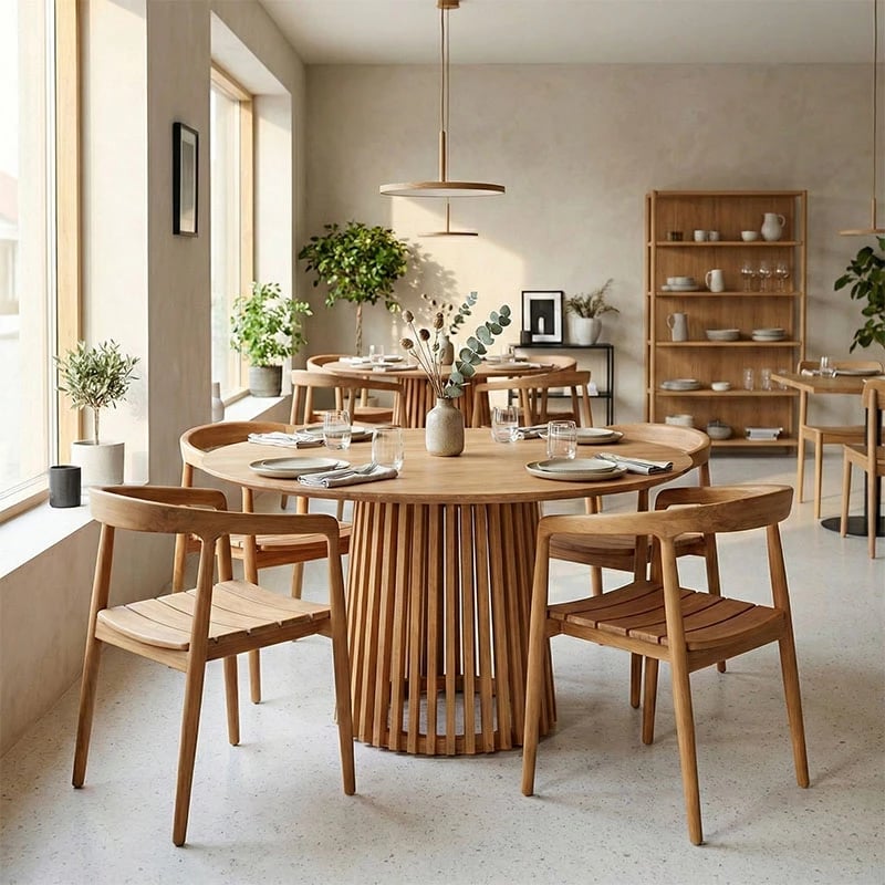 Set tavoline me 4 karrige Noody-Kenda I, dru tik, ngjyrë natyrale