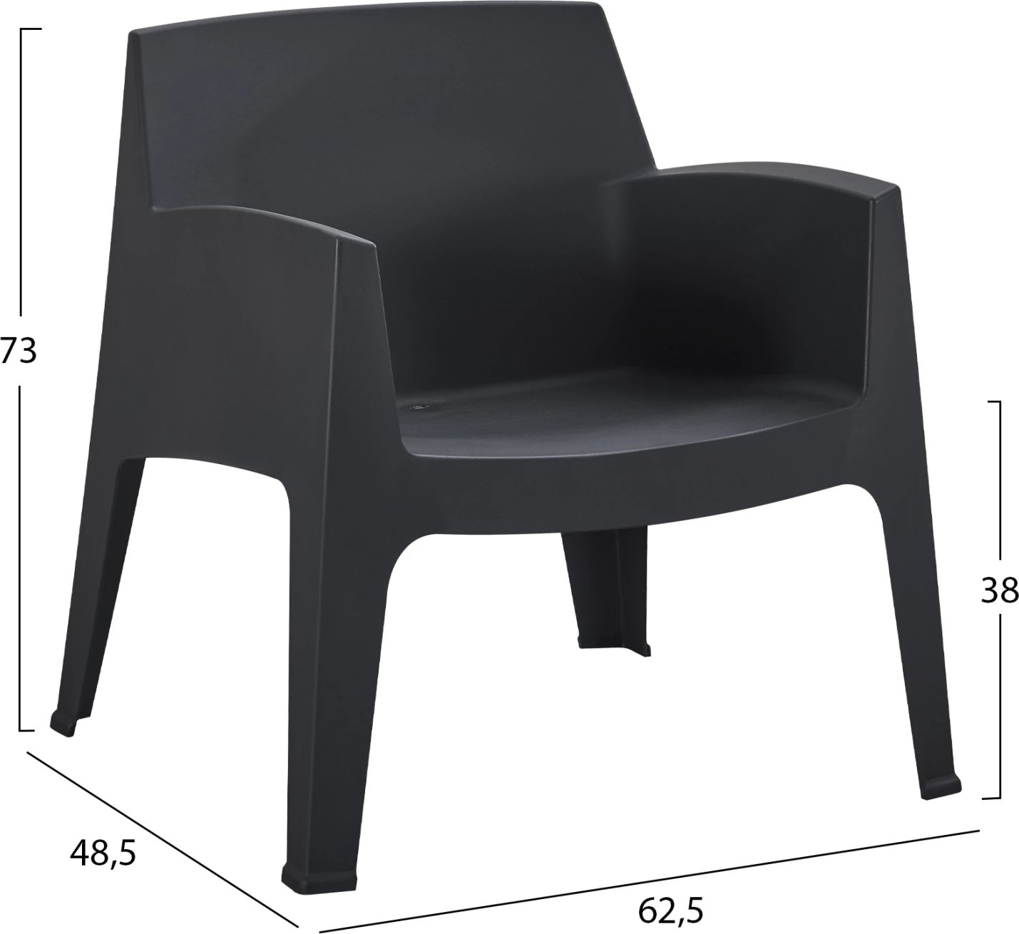 Karrige lounge polipropileni, e zezë, SLEEK FH6365.02, 62.5x48.5x73cm