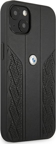 Mbështjellës BMW BMHCP13SRSPPK për iPhone 13 mini, Hardcase Leather Curve Perforate, i zi