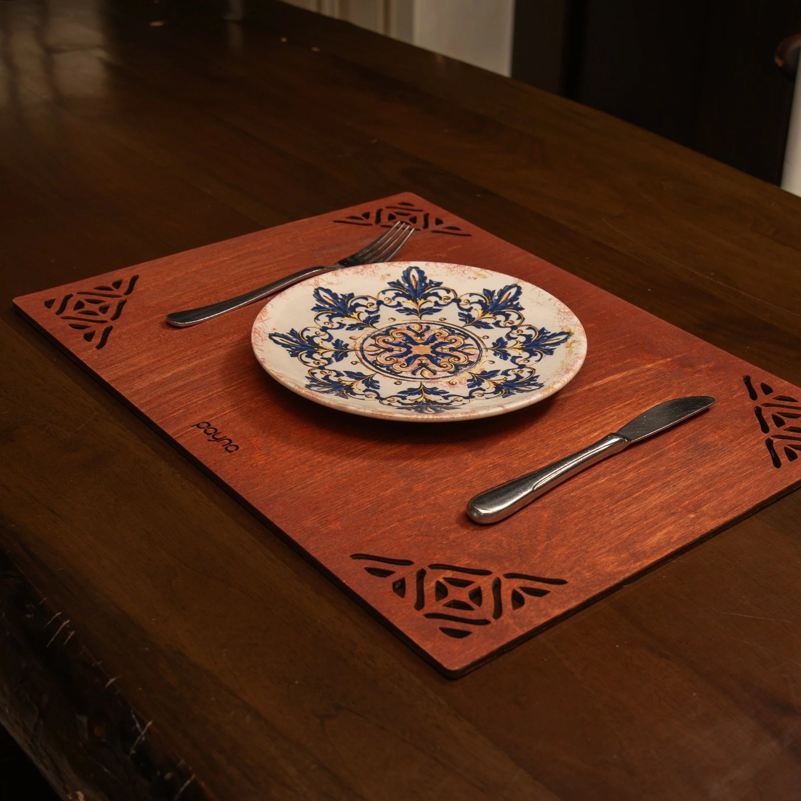 Set nënshtruesish tavoline prej druri, Hermia, Corpat, ngjyrë rozë (6 copë)