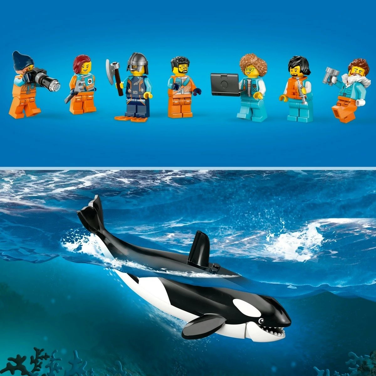 Set LEGO City Arctic Researcher Ship 60368, 815 pjesë, për fëmijë, Blu/Portokalli