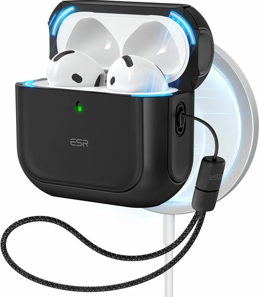 Mbështjellës ESR Orbit HaloLock për AirPods 4, me MagSafe, i zi