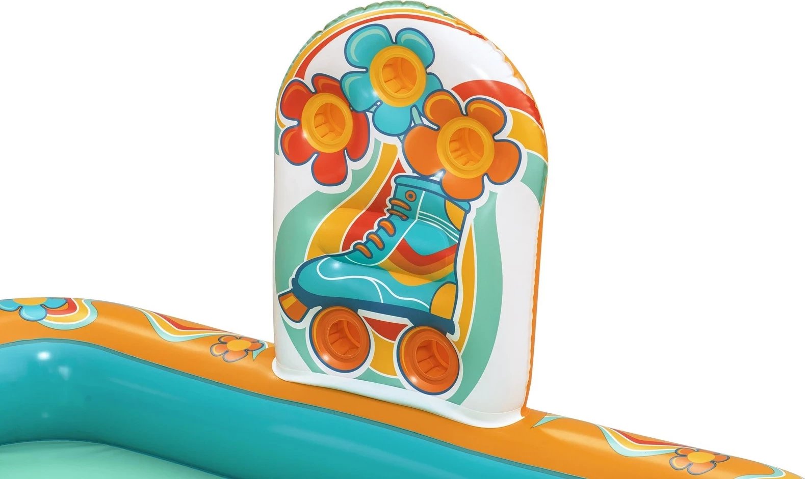 Qendër loje dhe pishinë fryrëse Bestway Retro Groove për fëmijë, 1.93 m x 1.52 m x 74 cm, shumëngjyrëshe