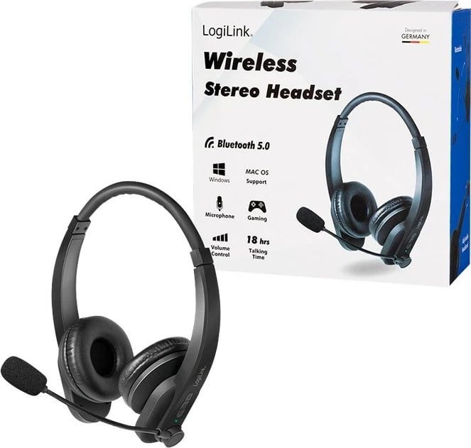 Kufje Bluetooth LogiLink BT0060 me mikrofon, Stereo, të zeza Kufje Bluetooth LogiLink BT0060 me mikrofon, Stereo, të zeza