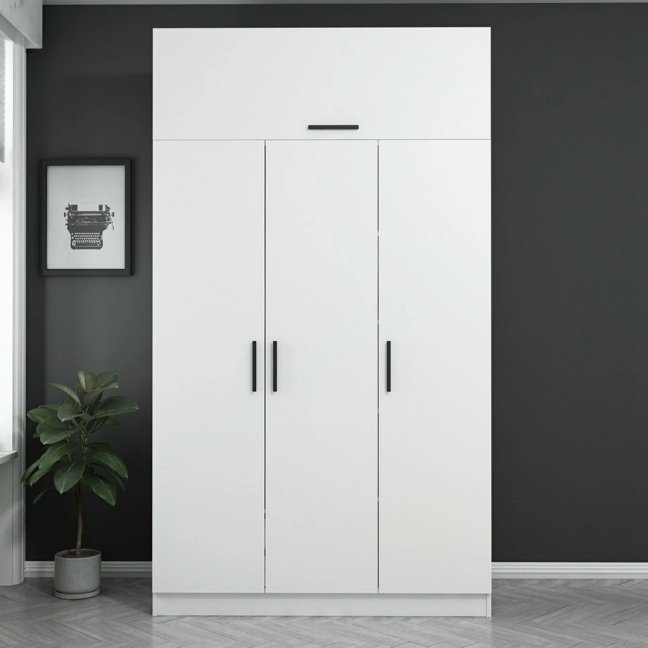 Dollap për dhomë gjumi, ngjyrë e bardhë, Skye Decor, Kale 255