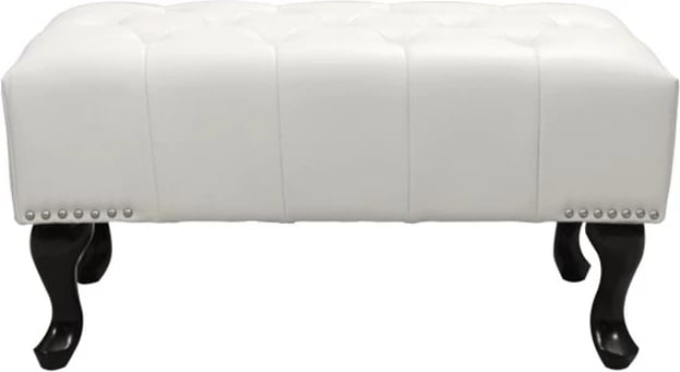 Stol për piano Chesterfield EMMA FH226.02 PU, ngjyrë bardhë, këmbë të zeza, 80x44x39 cm