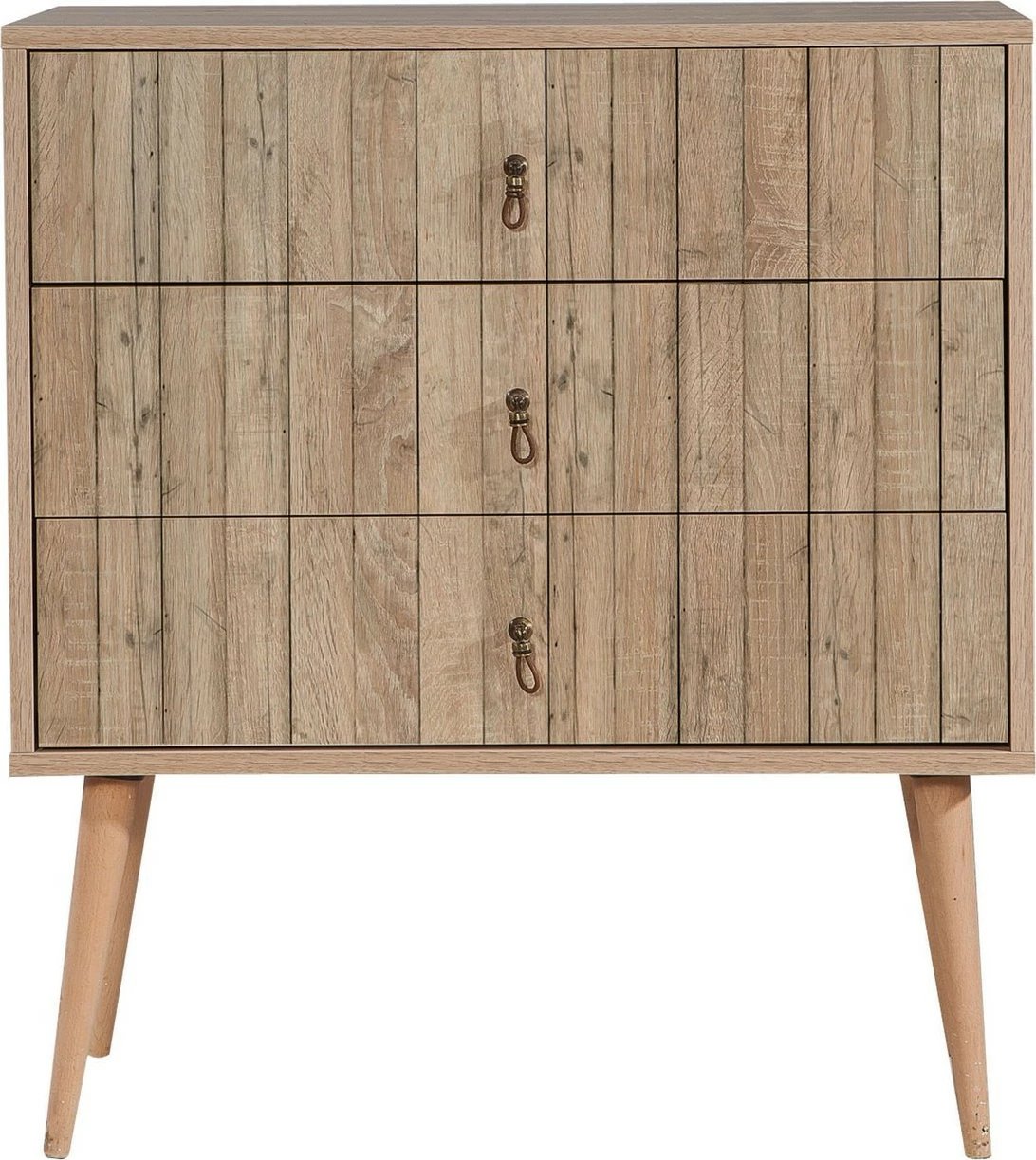 Komodë Skye Decor, Trio, ngjyrë lisi Sonoma, 80x90x40cm