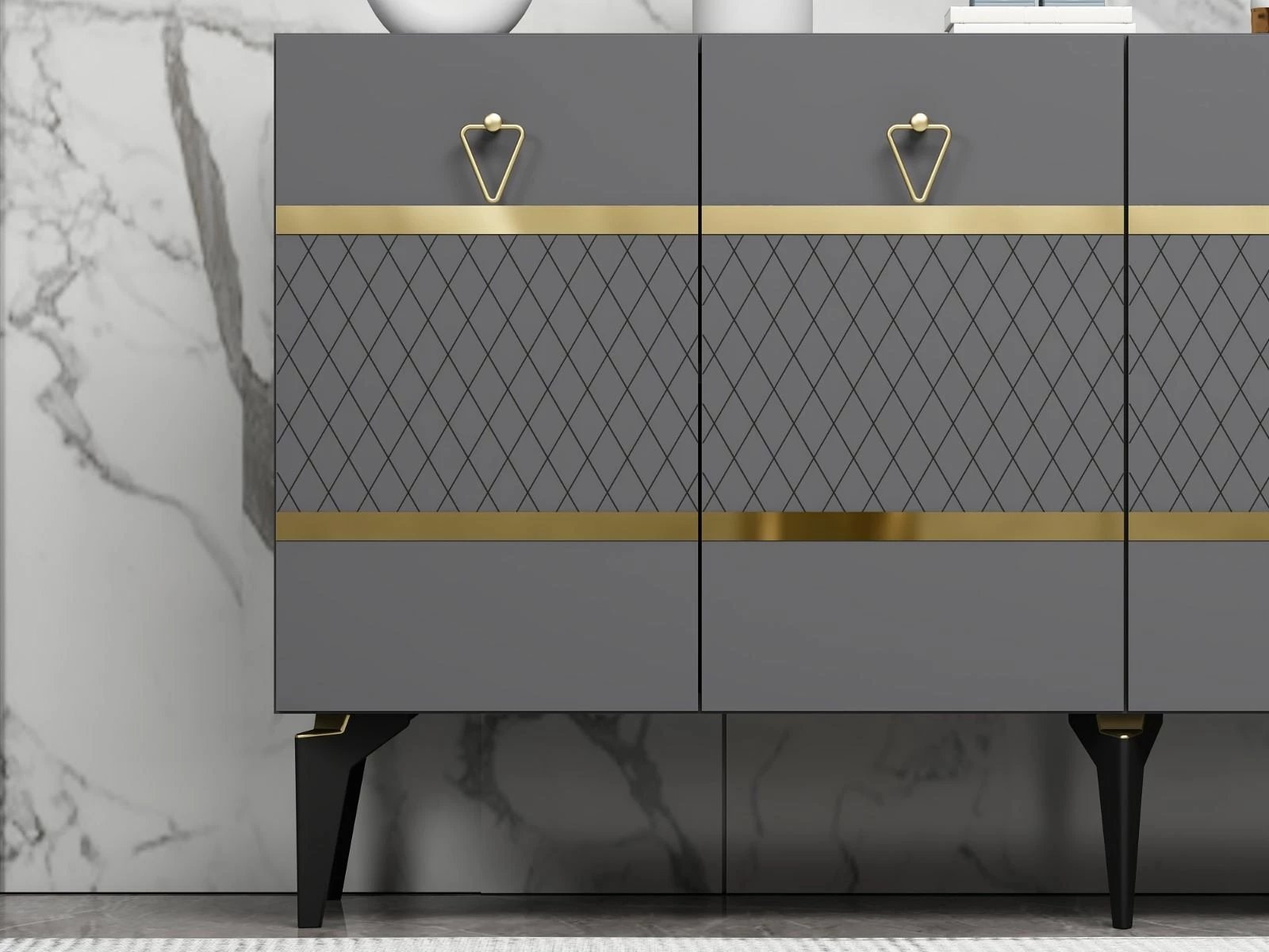 Konsol Skye Decor, ngjyrë antracit, ar