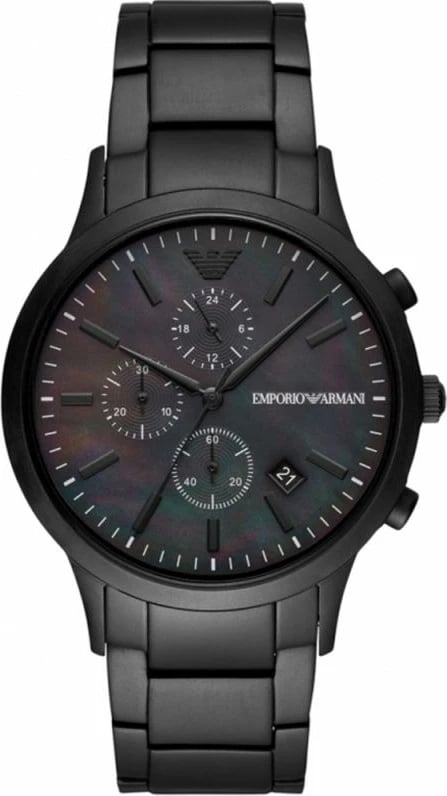 Orë dore për meshkuj Emporio Armani, e zezë