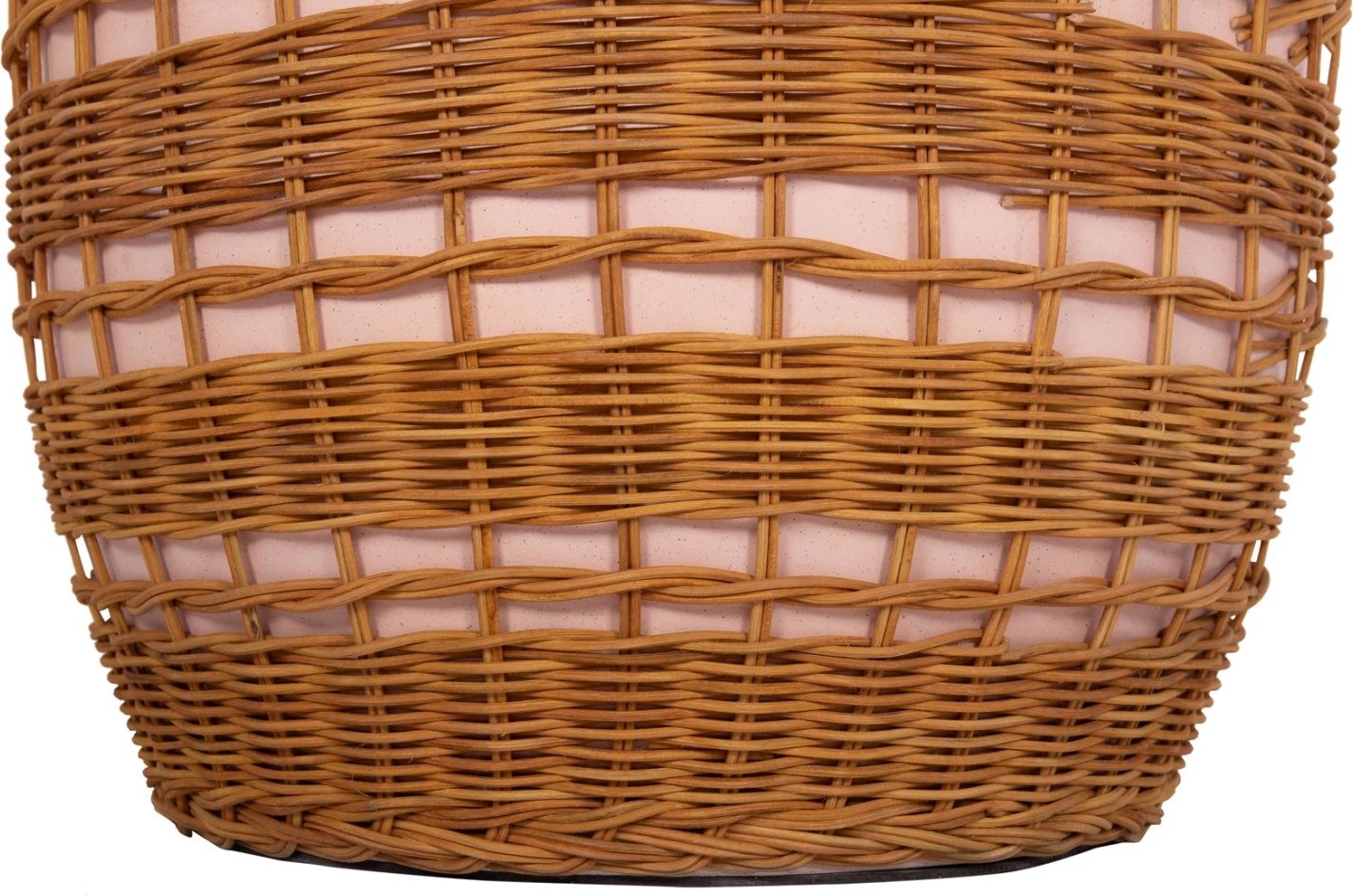 Tavolinë anësore rrethore VILHENA, fibër çimentoje, rozë, ratan natyral, FH18166, 44.5x45cm