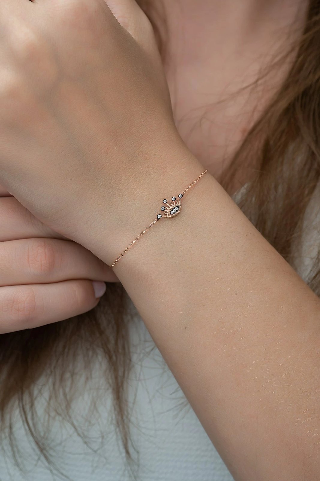 Byzylyk argjendi Jumeon, TRDYL760, ngjyrë rozë e artë, i bardhë, i zi