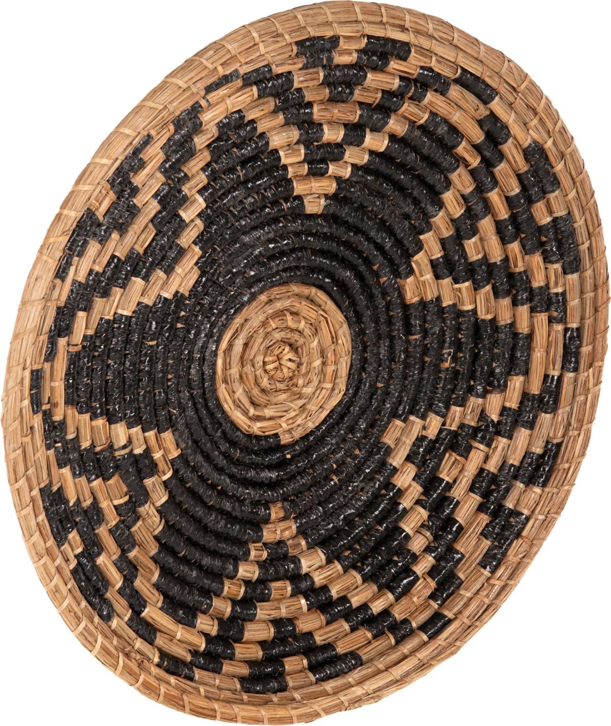 Dekor muri i rrumbullakët, bari Mendong, natyral-zi, FH7863, Φ51x6 cm