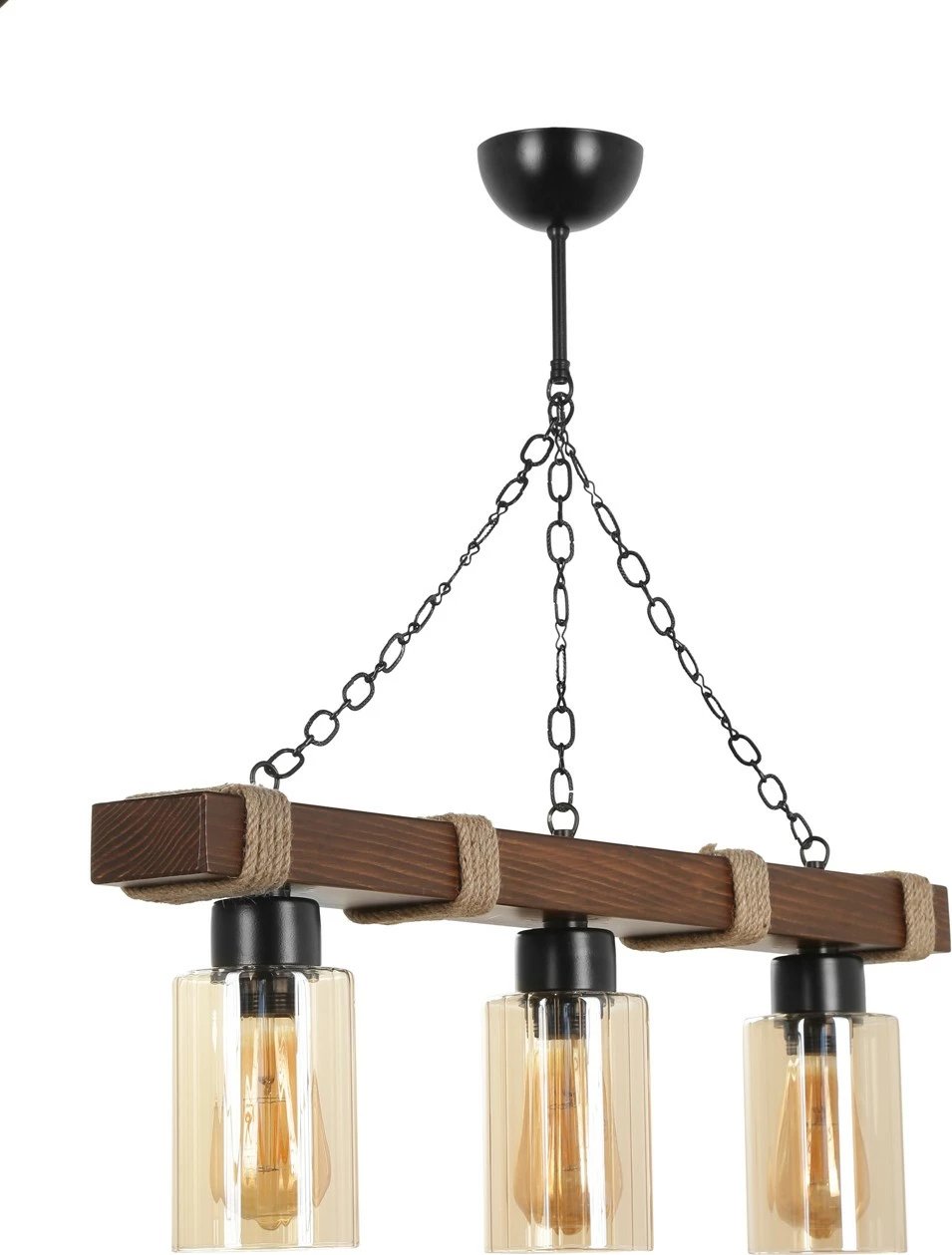 Llambë tavani prej druri, 3 copa, xham i verdhë, Opviq Jasmin Llambë tavani prej druri, 3 copa, xham i verdhë, Opviq Jasmin