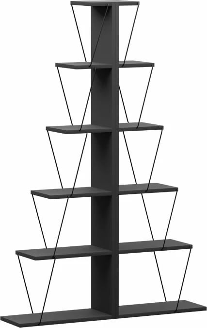 Raft librash mini Tars, ngjyrë gri e errët/zezë, set prej 2 copash, 130x22x146cm