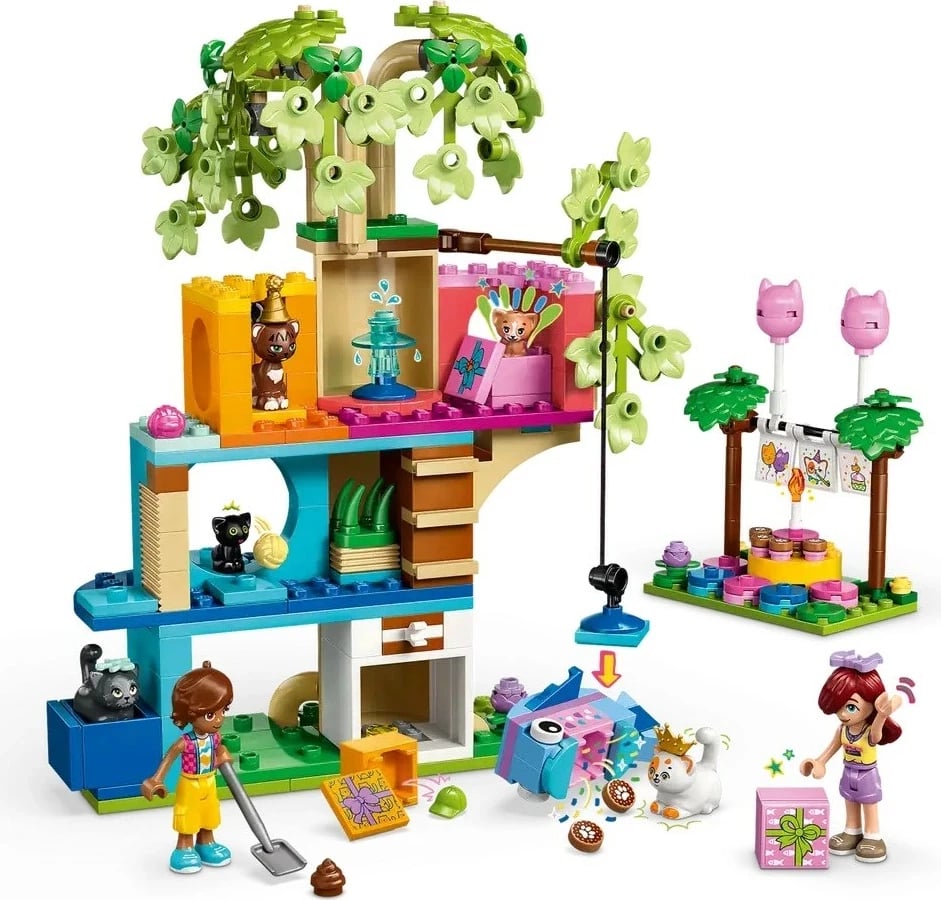Set lodrash LEGO Friends 42666 Cat Birthday Party & Tree House, 321 pjesë