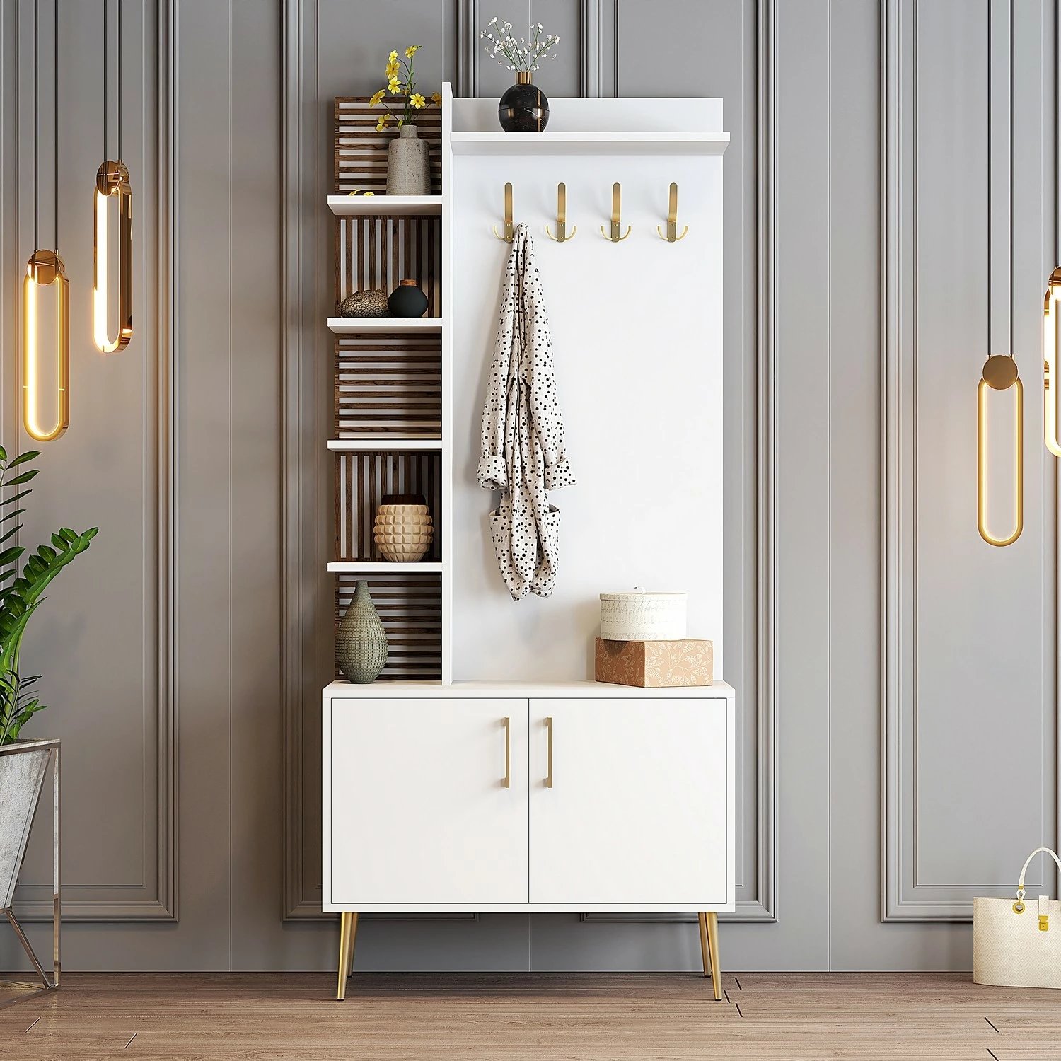 Stendë për korridor Hanah Home, Viyana D, e bardhë, e artë