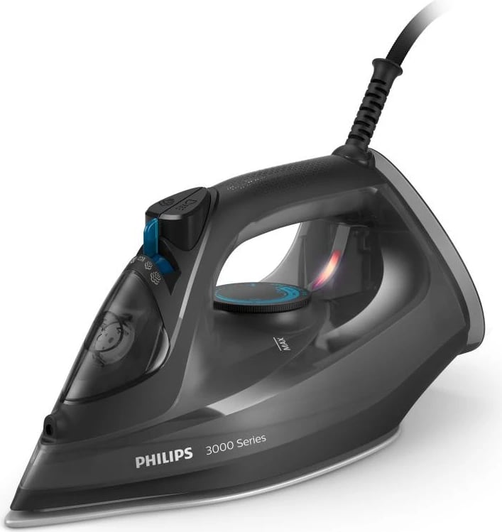 Hekur, Philips, DST3041/80 3000 Series, shtytje avulli deri 200 g, shollë qeramike, depo ujit 300 ml, e zezë