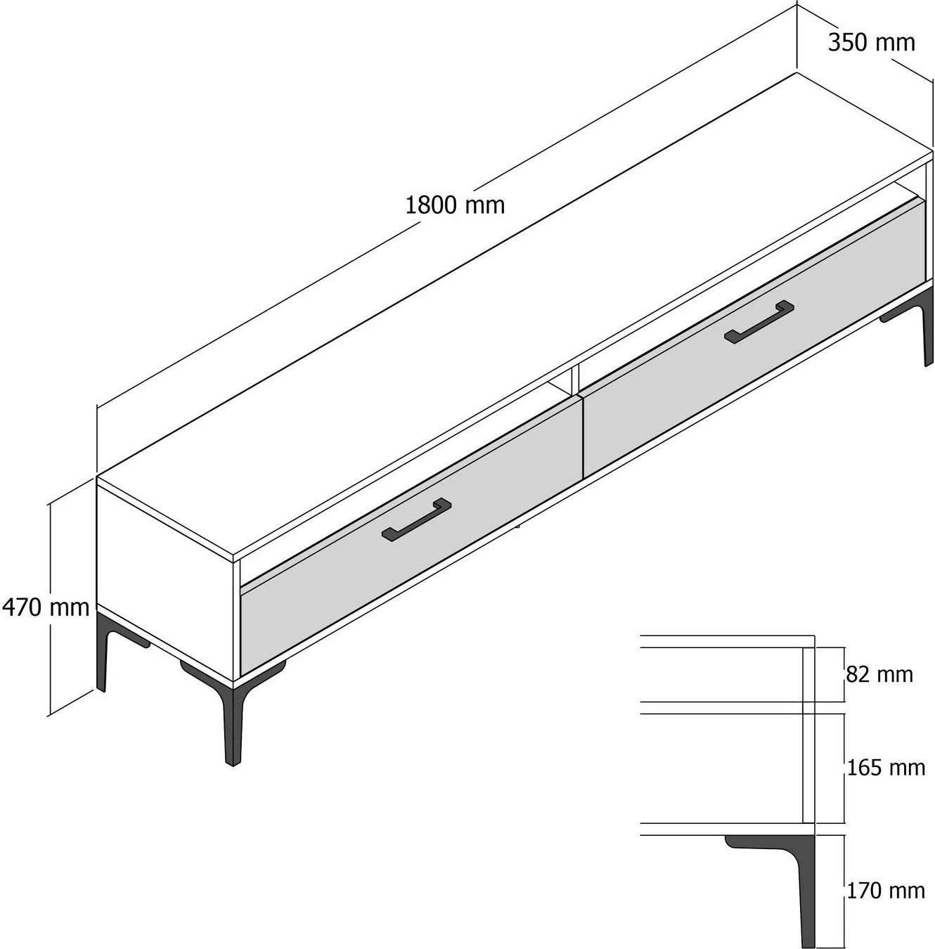 Komodë TV Skye Decor, Istanbul 2, ngjyrë arrë dhe antracit