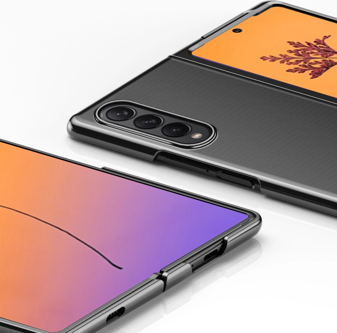 Mbështjellës Hurtel Plating Case për Samsung Galaxy Z Fold 4, kornizë metalike, e zezë