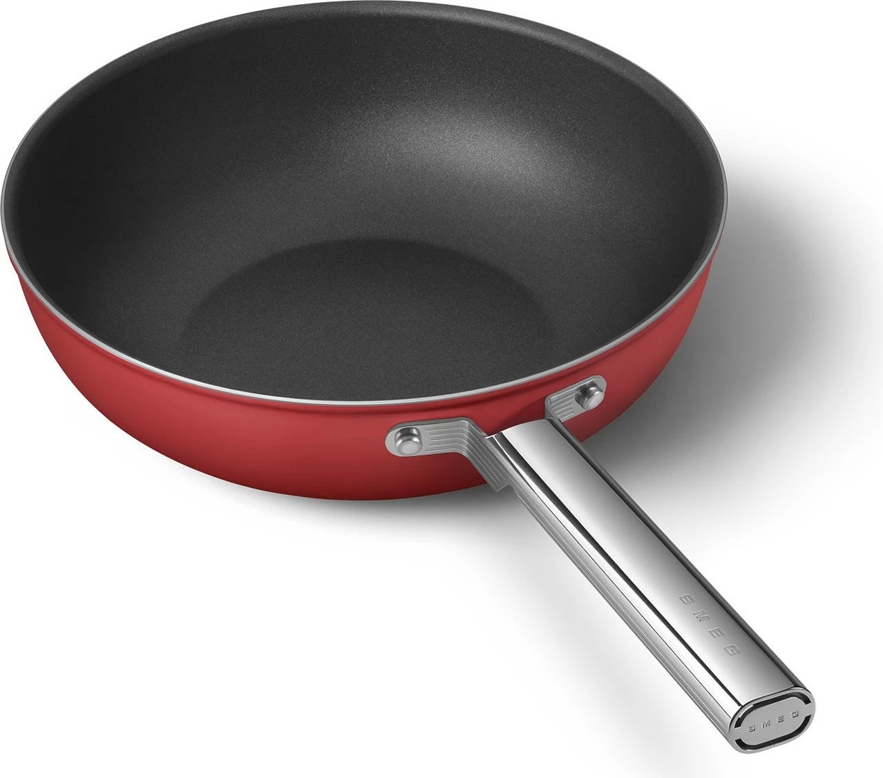 Wok SMEG CKFW3001RDM 30cm, 5.2L, alumini, dorezë inoksi, e kuqe