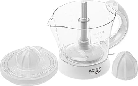 Shtrydhëse agrumesh, Adler AD 4014, 1L, 40W (60W max), auto start/stop, 2 konuse, e bardhë