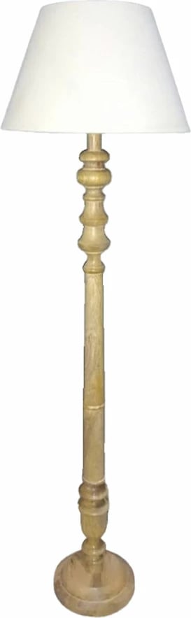 Llambë dyshemeje, dru natyral, pëlhurë bezhë, 25x25x163 cm