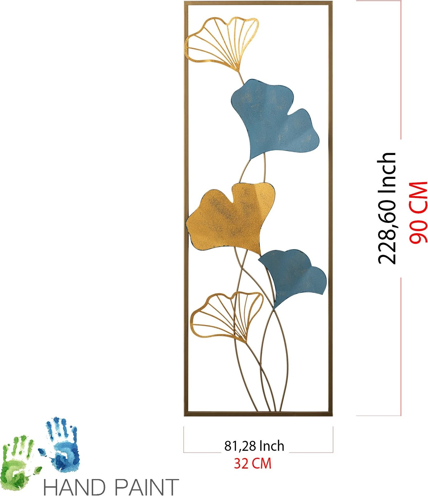 Aksesor dekorativ metalik për mur, Wallity Nadide - 2, shumëngjyrësh, 32x5x90cm