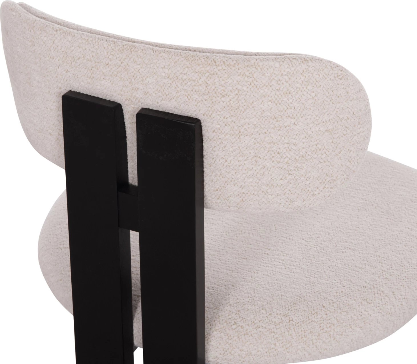 Karrige ngrënieje KARVO, stof ngjyrë krem e bardhë, dru i zi, 57x50x78.5cm, set prej 2 copë