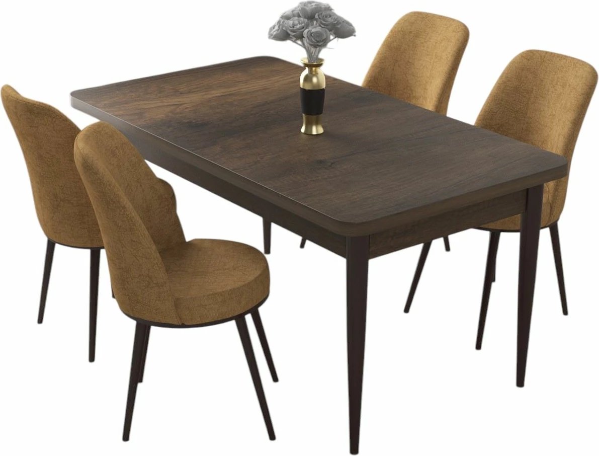 Tavolinë me karrige, 5 copë, Skye Decor, Barok-Kapuçino