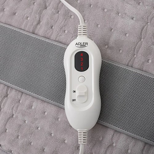 Rrip ngrohës për mesit, Adler AD 7437, 100W, 4 nivele temperature, fikje automatike 90 min, 32x72cm, Plug C, gri e çelët