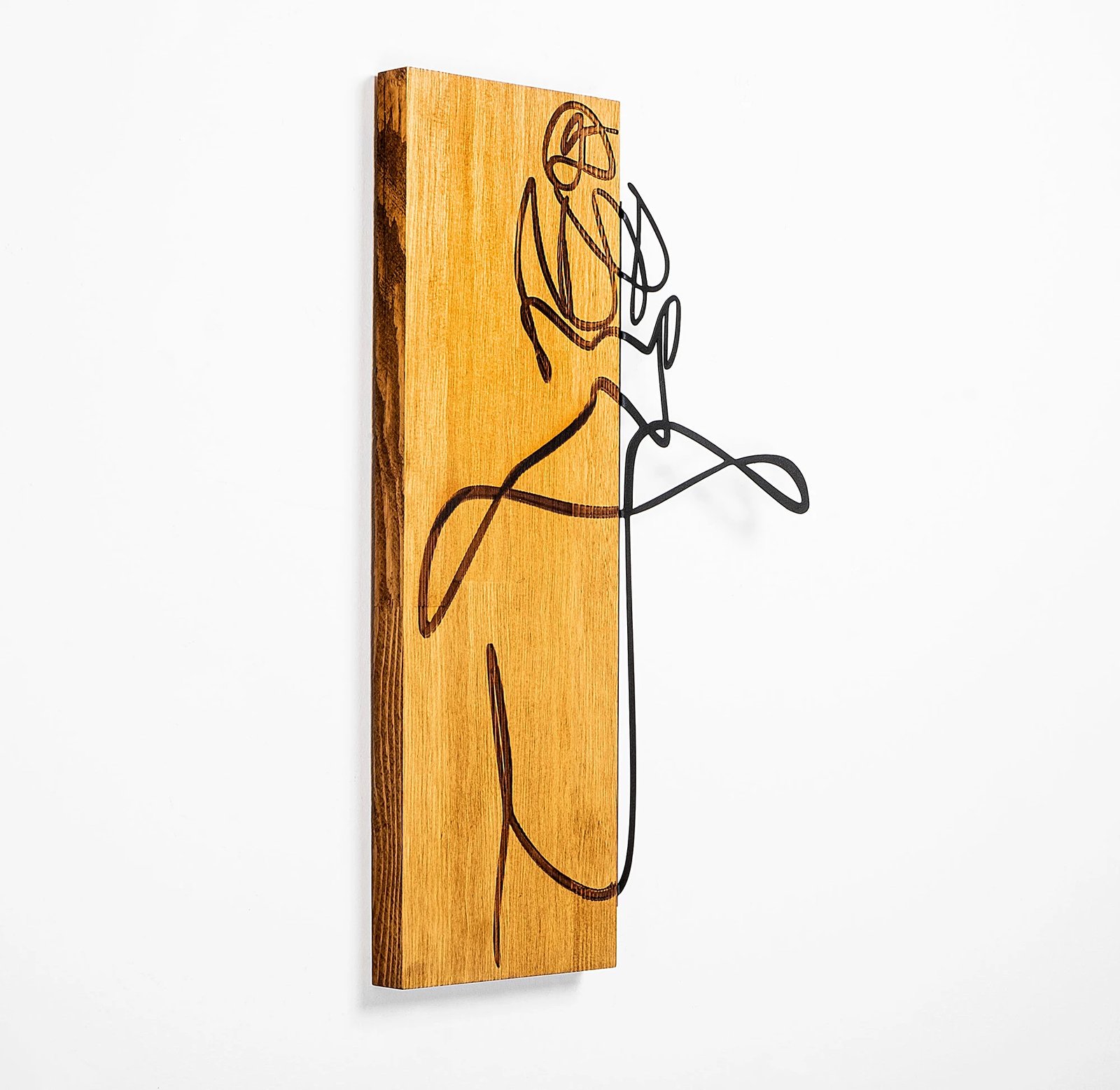 Aksesor dekorativ për mur, dru arre dhe metal, Wallity MA-295