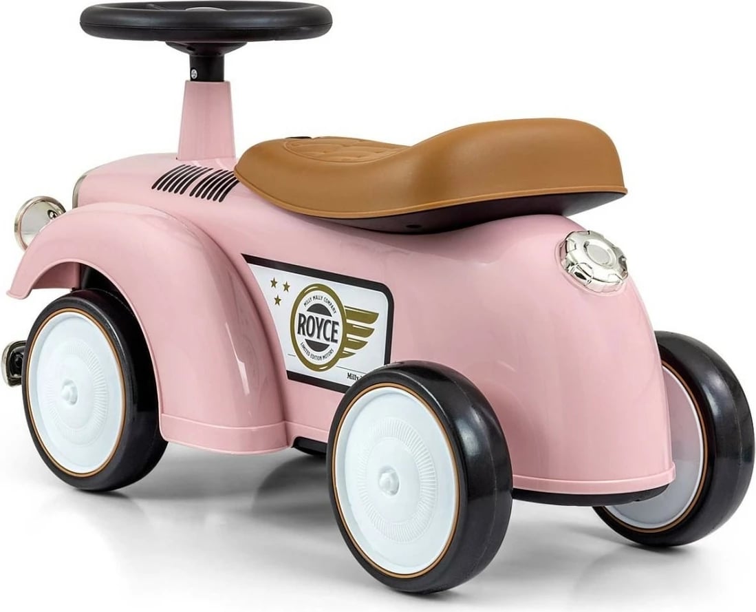 makinë ride-on fëmijë, Milly Mally Royce 5474, rrota EVA, timon me borinë, ngarkesë 25 kg, rozë