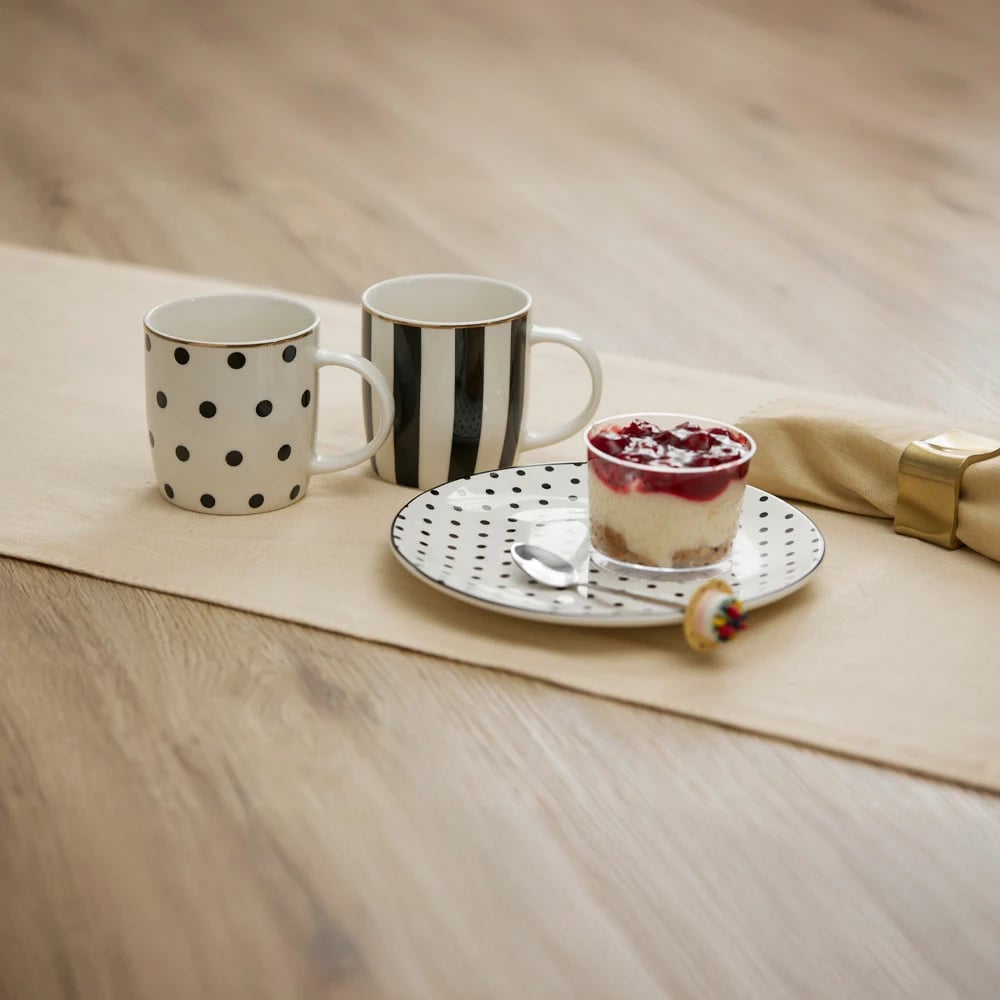 Filxhan Jolie Rombus, porcelan New Bone China, bardhë, zi, ar, 9x9x9cm