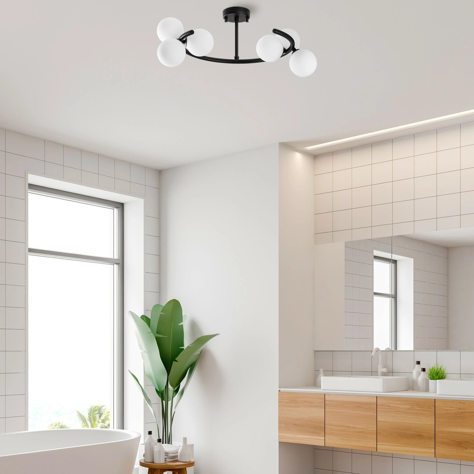 Llambadar Opviq, Luminar - 14140, trup metalik, ngjyrë e zezë, 55x50x30cm