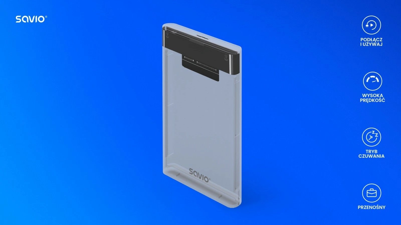 Kasë e jashtme Savio AK-66 për HDD/SSD 2.5", USB 3.0, Transparent