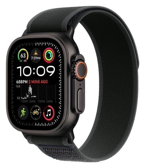 Apple Watch Ultra2 v2 Cellular 49mm Black Titanium Case with Black Trail Loop - S/M