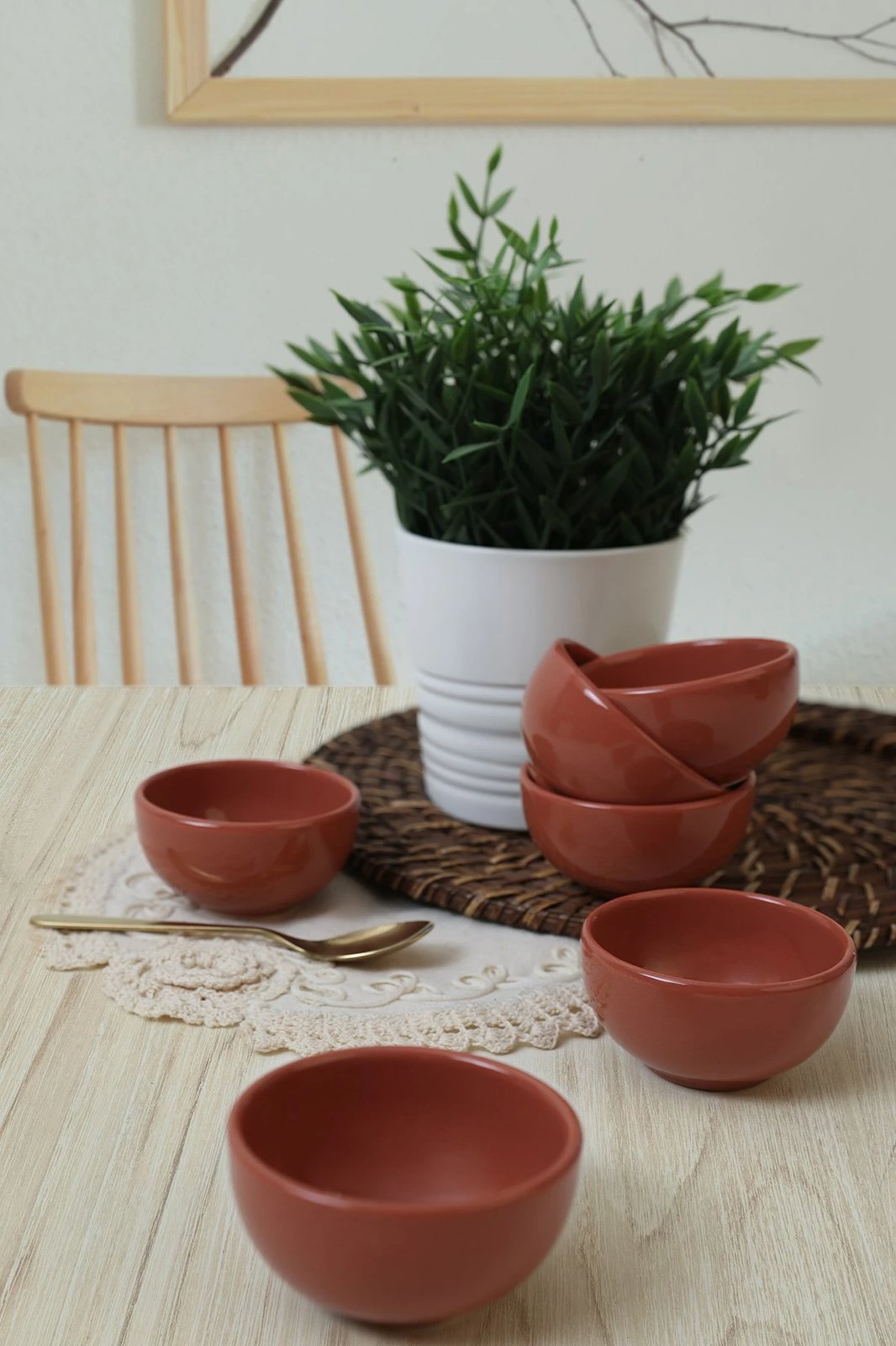 Set tasash qeramike, 6 copë, ngjyrë e kuqe tjegulle, Hermia Concept, X00017481