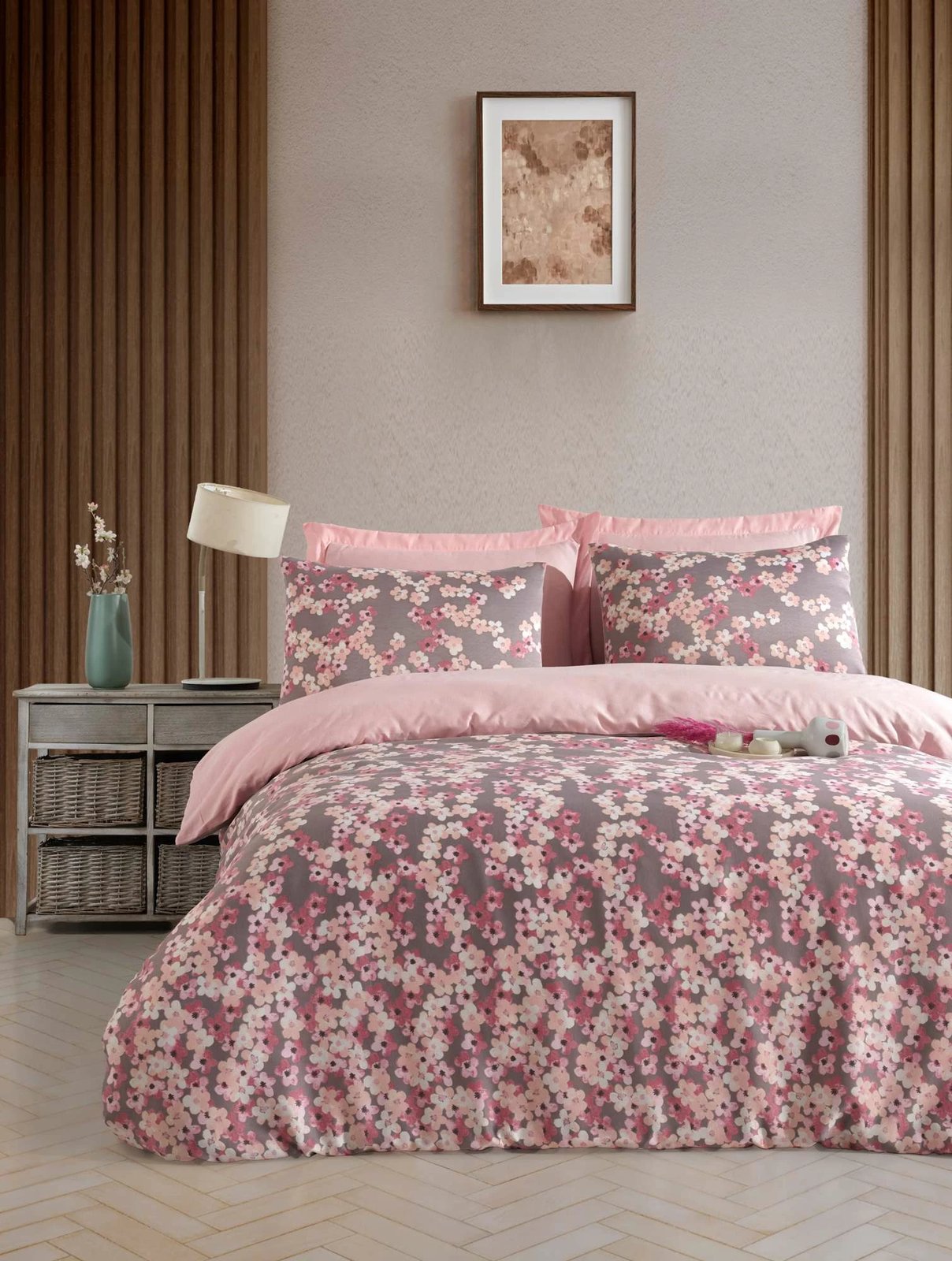Set mbulesë jorgan për teke XXL, saten, ngjyrë vjollcë, L'essentiel, Piti Yaprak