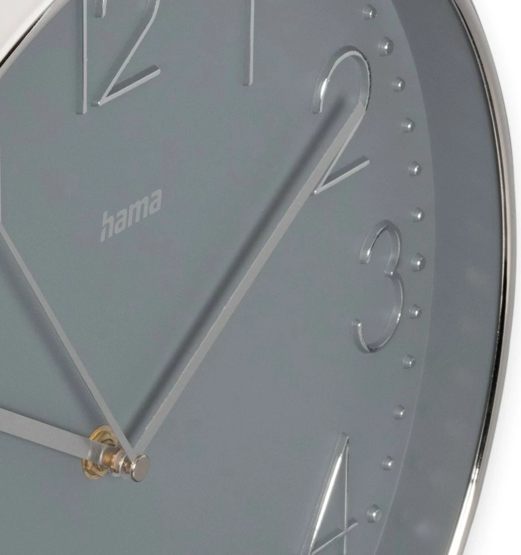 Orë muri Hama 185874, analog, 30 cm, gri-argjend