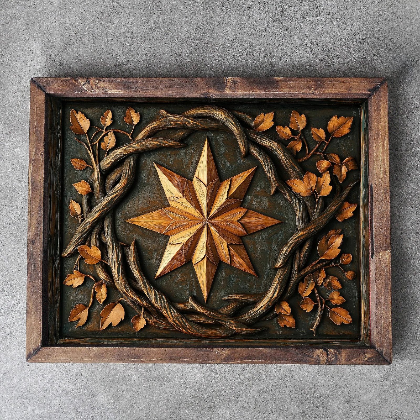 Tabaka dekorative prej druri, shumëngjyrëshe, Evila Originals, REF046, 48x38x4cm Tabaka dekorative prej druri, shumëngjyrëshe, Evila Originals, REF046, 48x38x4cm
