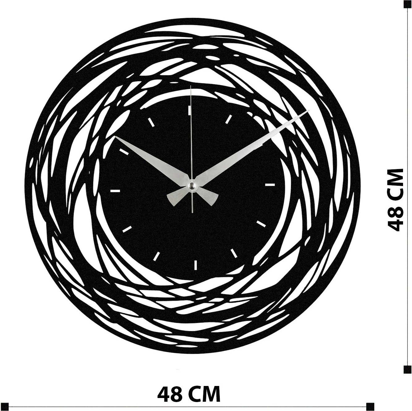 Orë muri dekorative metalike Wallity, Enzoclock - S022, e zezë, 48x48cm
