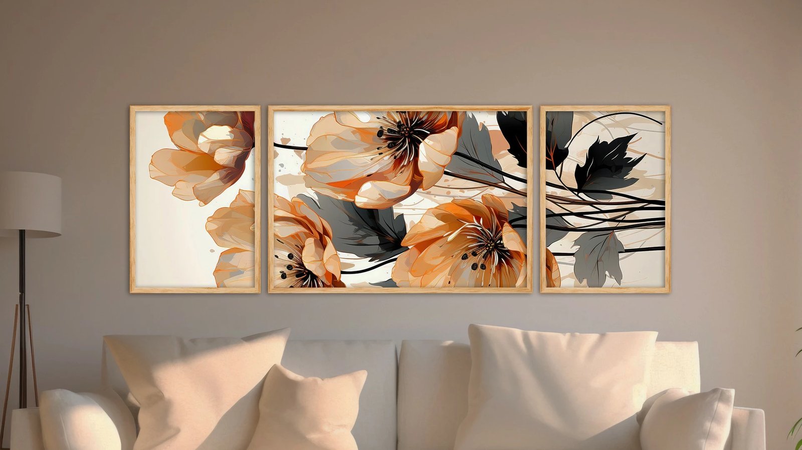 Pikturë dekorative me kornizë MDF (3 copë), Wallity, Huhu306, 50x140