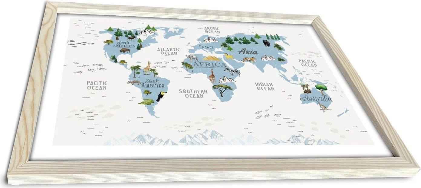 Pikturë dekorative me kornizë MDF, ngjyrë kaltër dhe e bardhë, 38x53cm, Wallity 3853KCT-006