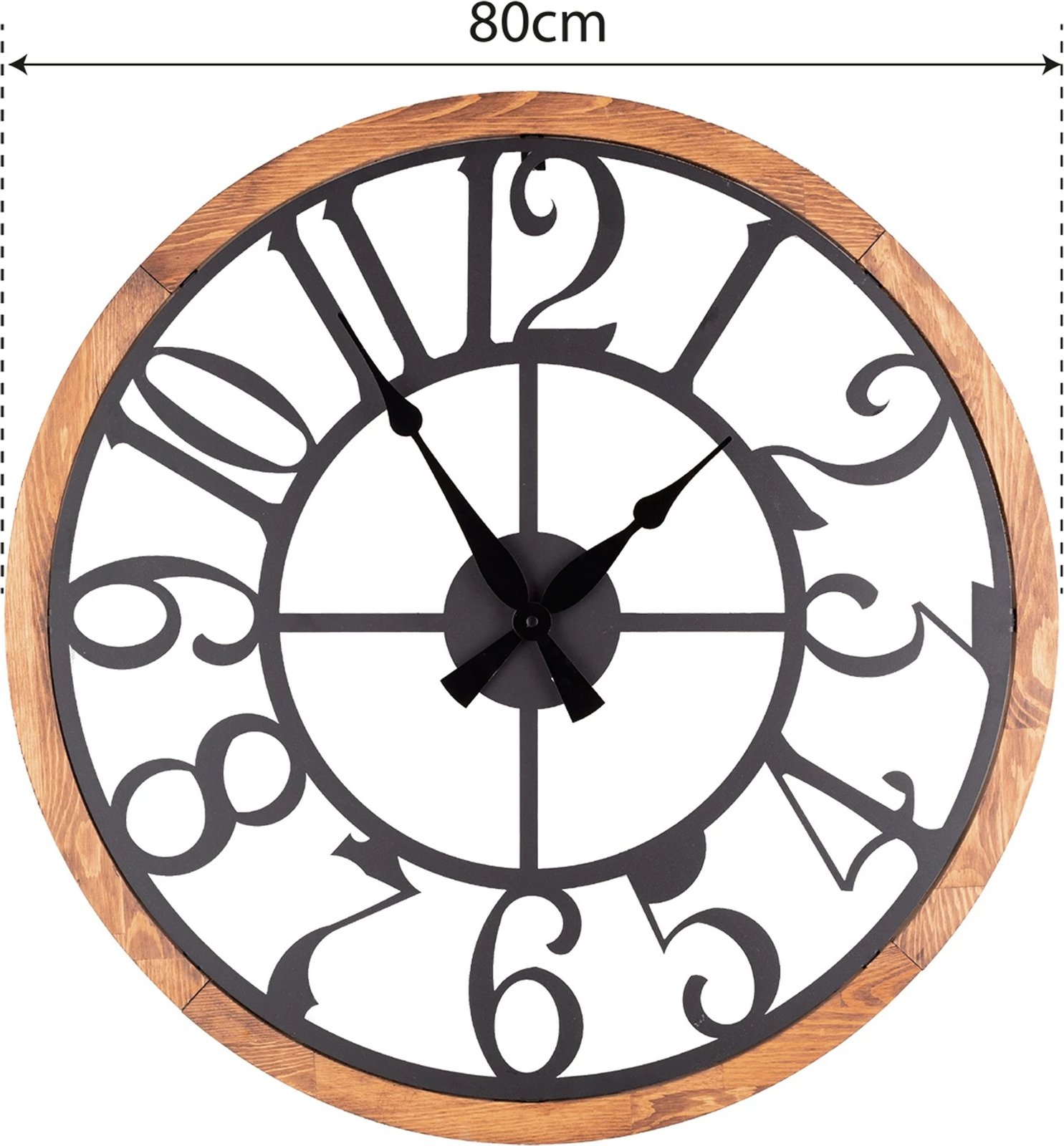 Orë muri dekorative, metalike, Wallity Bonni, e zezë dhe lis, 80cm