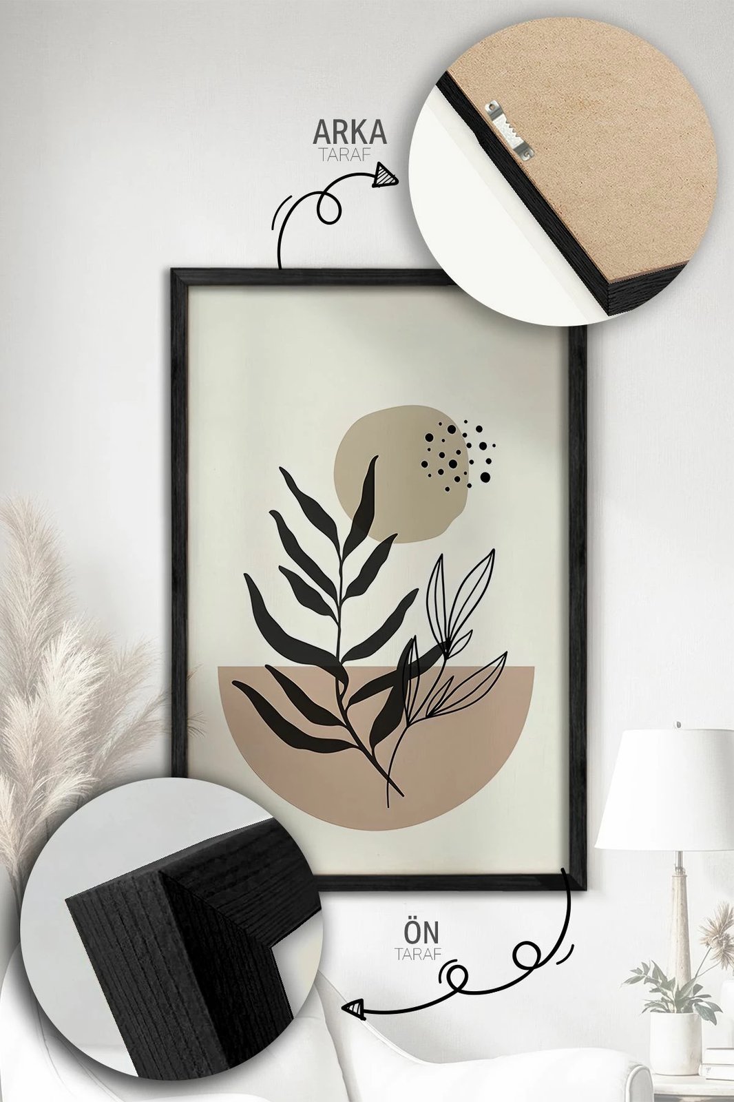 Pikturë dekorative me kornizë, 3 pjesë, Wallity, Artvmodel7-Sıyah